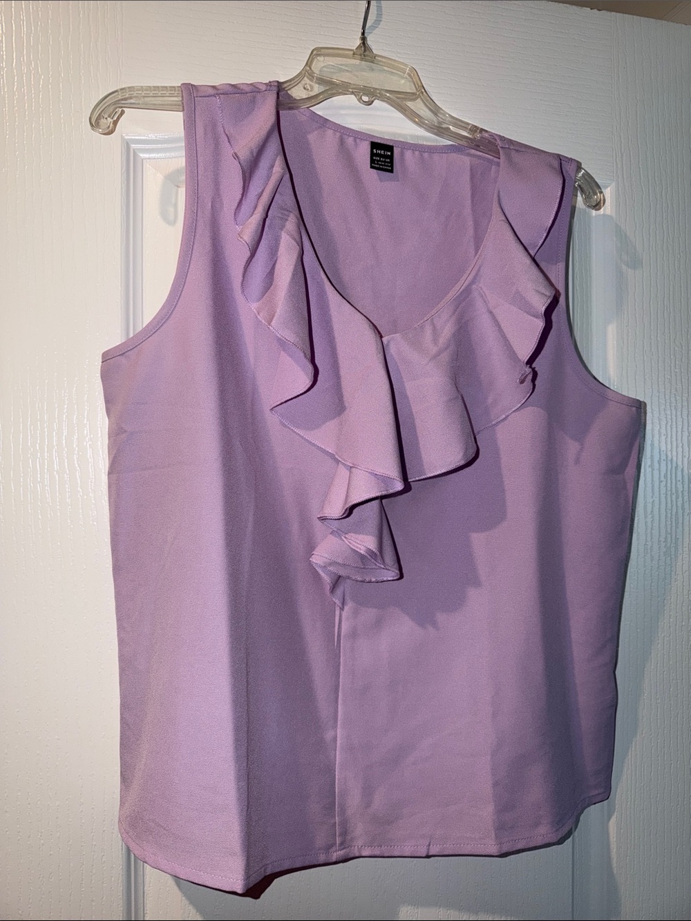 SHEIN Lavender Ruffle V-Neck Sleeveless Tank